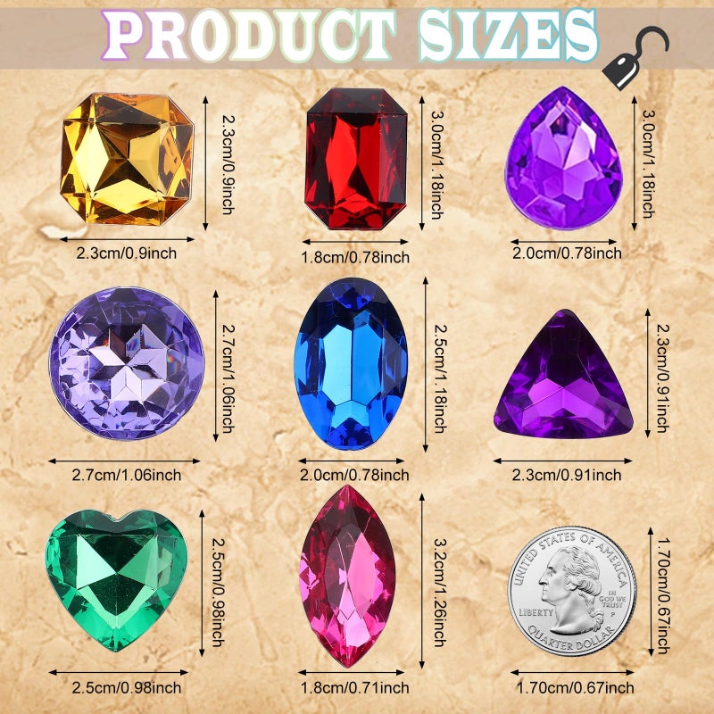 RICHNESS Pirate Treasure Jewels Jumbo Bling Diamonds Multi-Colored Treasure for Pirate Party Pack of 80pcs - Image 2